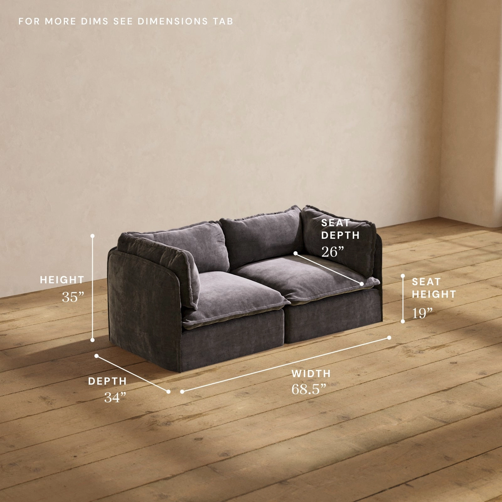 Modular Performance 2-Seater in Cinder | Deluxe Blend
