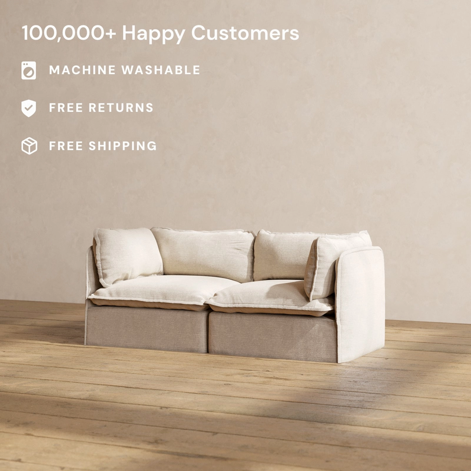 Modular Performance 2-Seater in Oat | Deluxe Blend