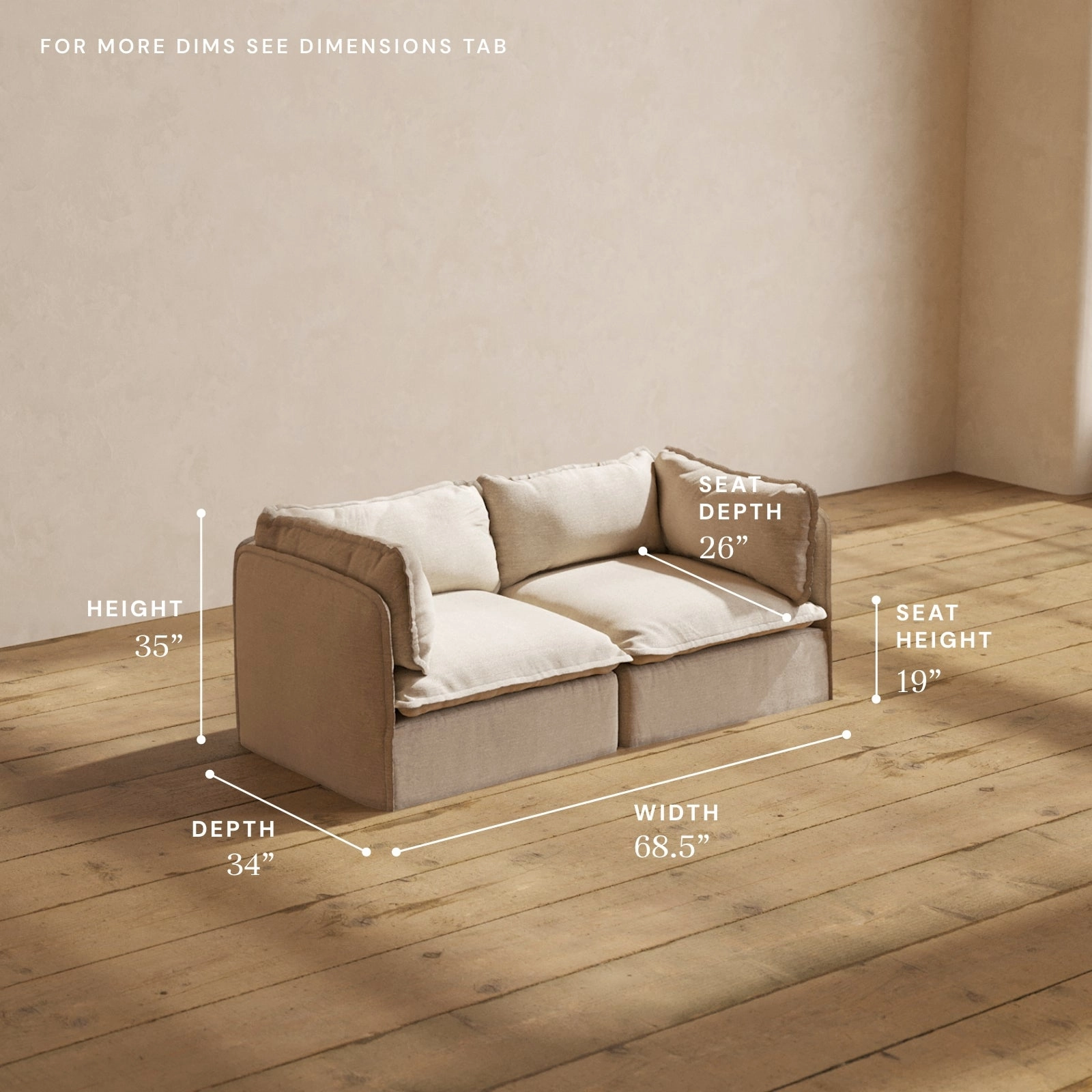 Modular Performance 2-Seater in Oat | Deluxe Blend