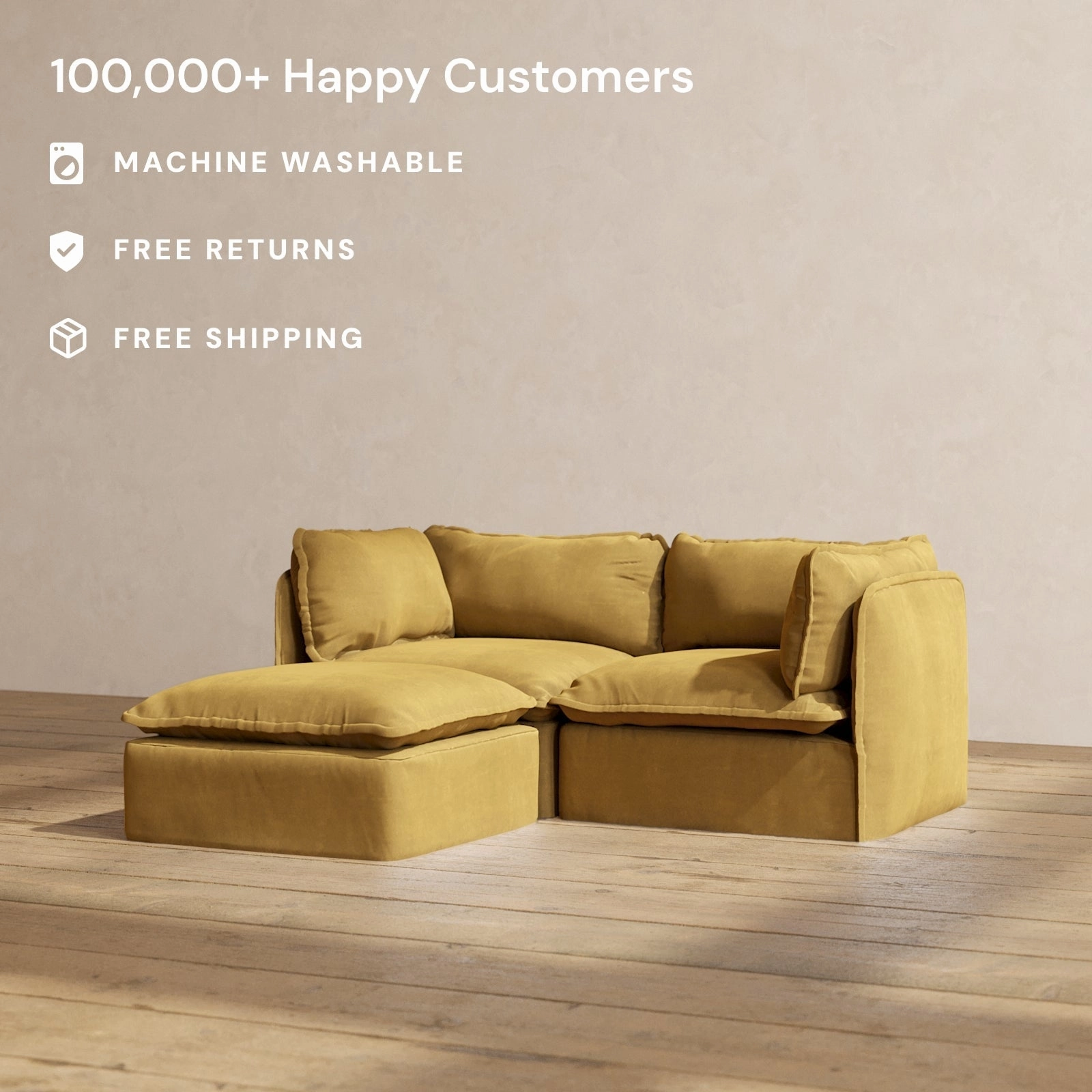 Modular Performance 2-Seater Sectional in Toffee | Relaxed Blend