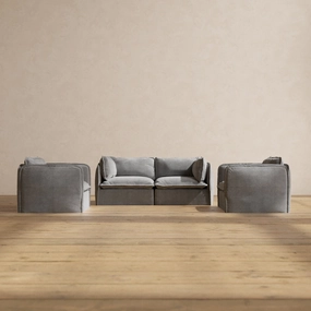 Modular Performance 2-Seater Sofa   Armchair Set in Ash | Relaxed Blend