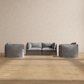 Modular Performance 2-Seater Sofa   Armchair Set in Ash | Relaxed Blend