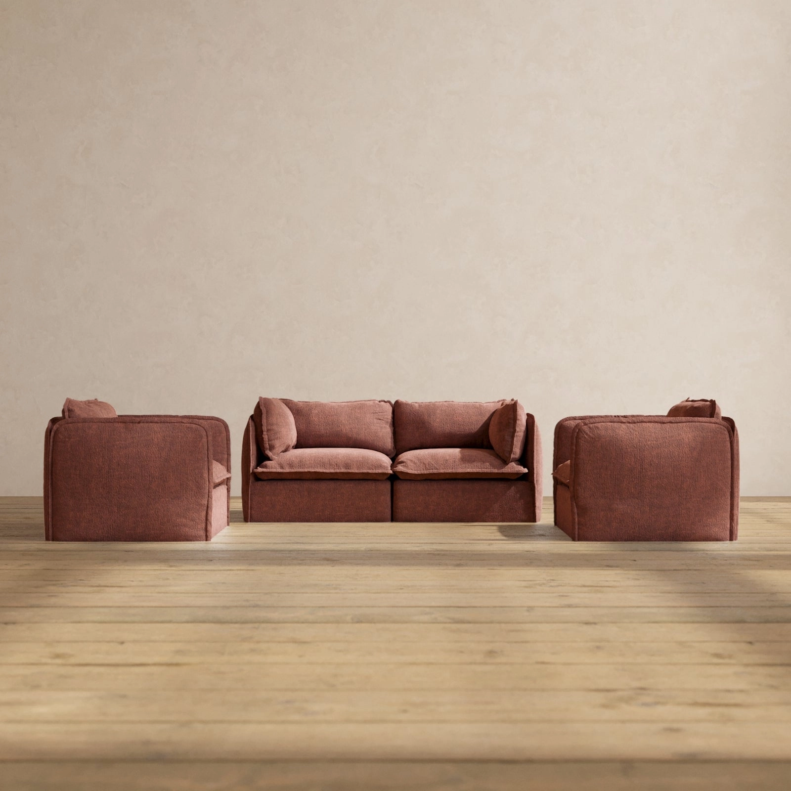 Modular Performance 2-Seater Sofa   Armchair Set in Chestnut | Relaxed Blend