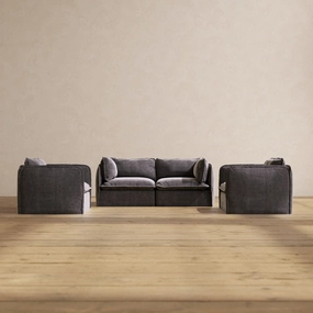 Modular Performance 2-Seater Sofa   Armchair Set in Cinder | Relaxed Blend