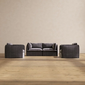 Modular Performance 2-Seater Sofa   Armchair Set in Cinder | Relaxed Blend