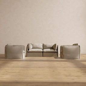 Modular Performance 2-Seater Sofa   Armchair Set in Dune | Relaxed Blend