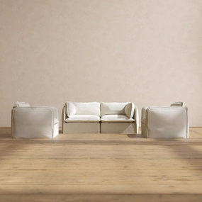 Modular Performance 2-Seater Sofa   Armchair Set in Eggshell | Relaxed Blend