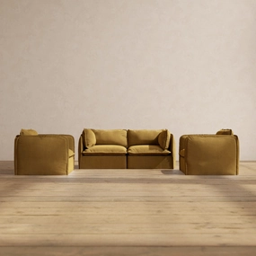 Modular Performance 2-Seater Sofa   Armchair Set in Toffee | Relaxed Blend