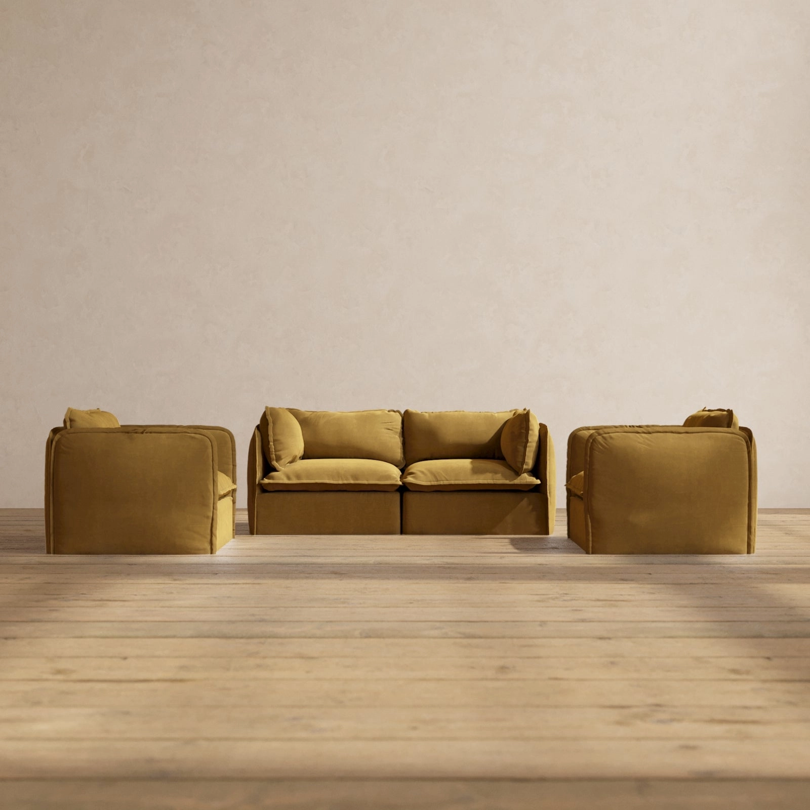 Modular Performance 2-Seater Sofa   Armchair Set in Toffee | Relaxed Blend