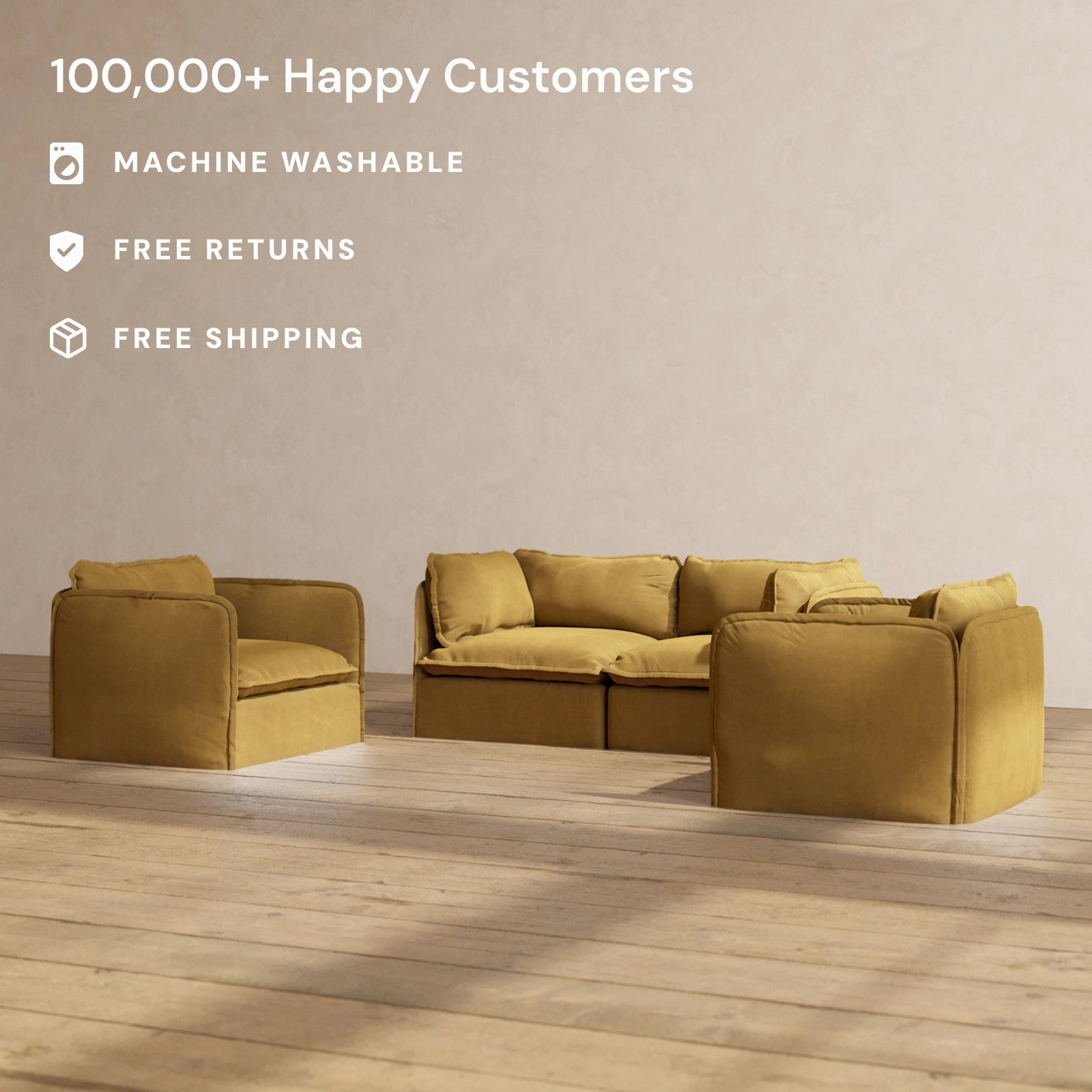 Modular Performance 2-Seater Sofa   Armchair Set in Toffee | Relaxed Blend