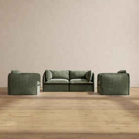 Modular Performance 2-Seater Sofa   Armchair Set in Willow | Relaxed Blend