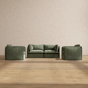 Modular Performance 2-Seater Sofa   Armchair Set in Willow | Relaxed Blend