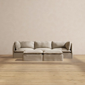 Modular Performance 3-Seater   Bench Ottoman in Dune | Deluxe Blend