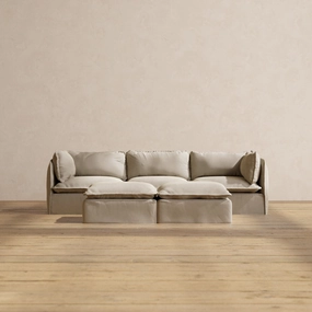 Modular Performance 3-Seater   Bench Ottoman in Dune | Relaxed Blend