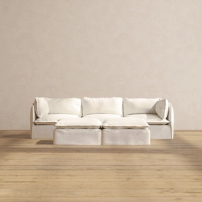 Modular Performance 3-Seater   Bench Ottoman in Mousse | Relaxed Blend