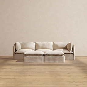 Modular Performance 3-Seater   Bench Ottoman in Oat | Relaxed Blend