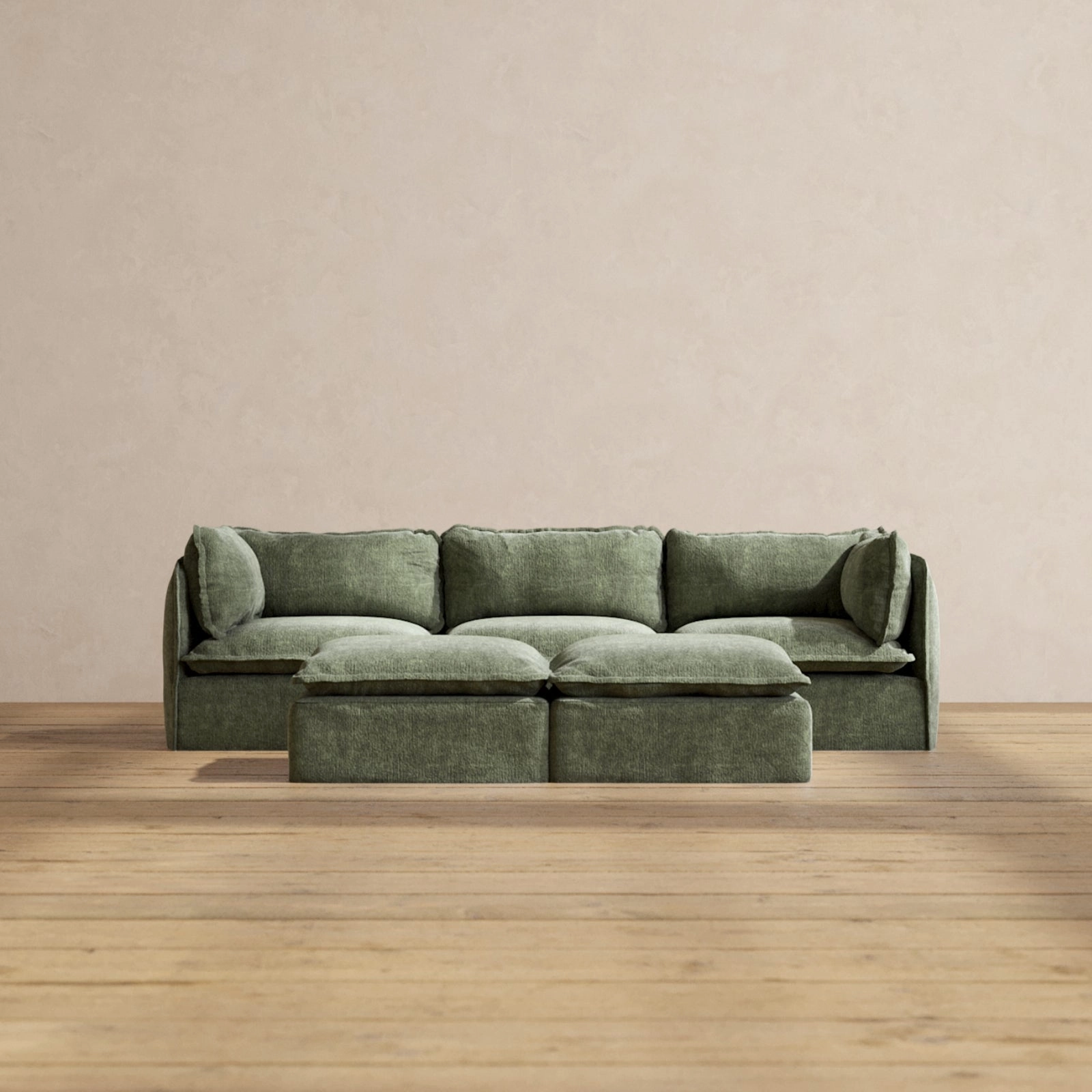 Modular Performance 3-Seater   Bench Ottoman in Willow | Relaxed Blend