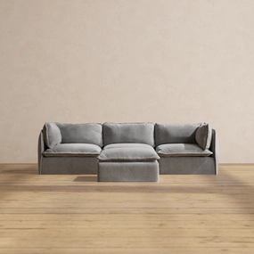Modular Performance 3-Seater   Ottoman in Ash | Relaxed Blend