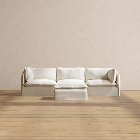 Modular Performance 3-Seater   Ottoman in Eggshell | Relaxed Blend