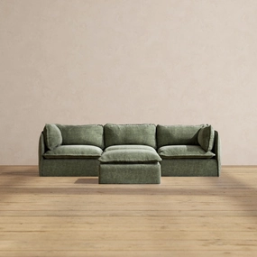 Modular Performance 3-Seater   Ottoman in Willow | Relaxed Blend