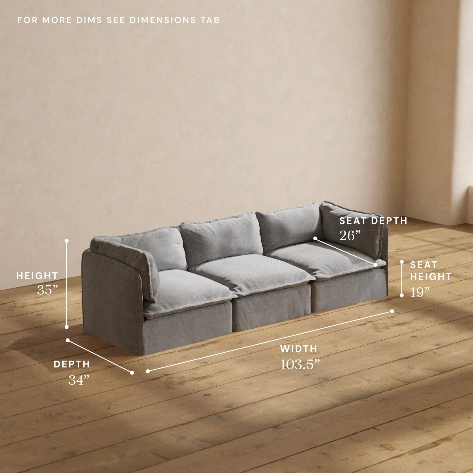 Modular Performance 3-Seater in Ash | Deluxe Blend