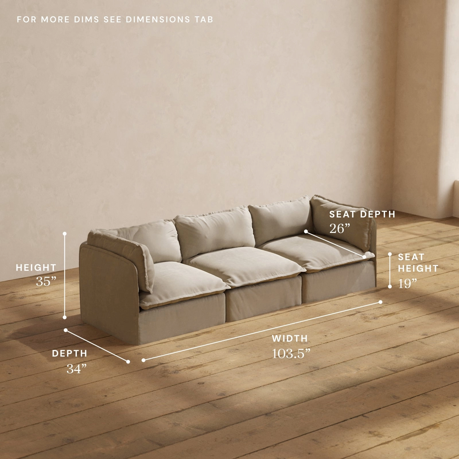 Modular Performance 3-Seater in Dune | Relaxed Blend