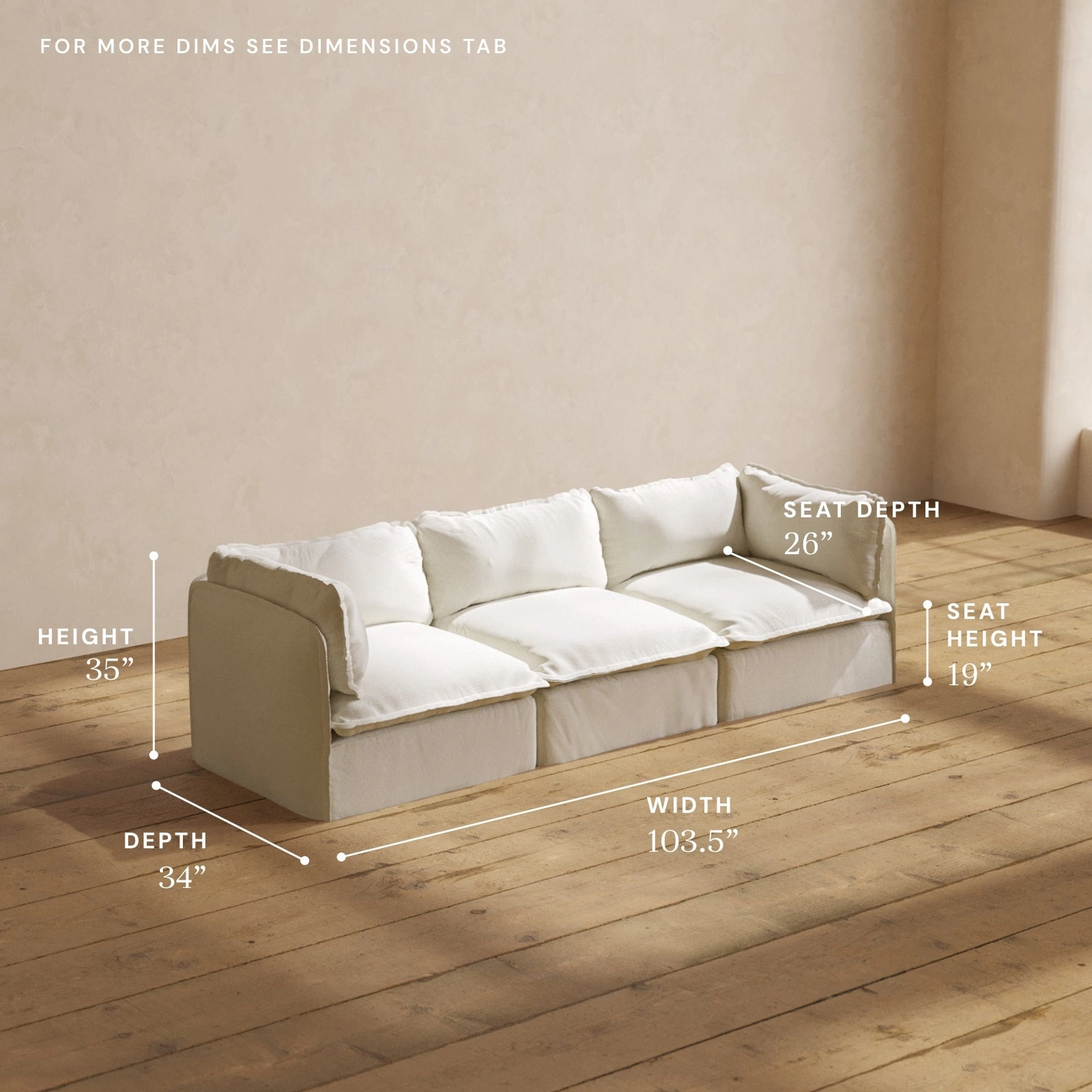 Modular Performance 3-Seater in Eggshell | Deluxe Blend