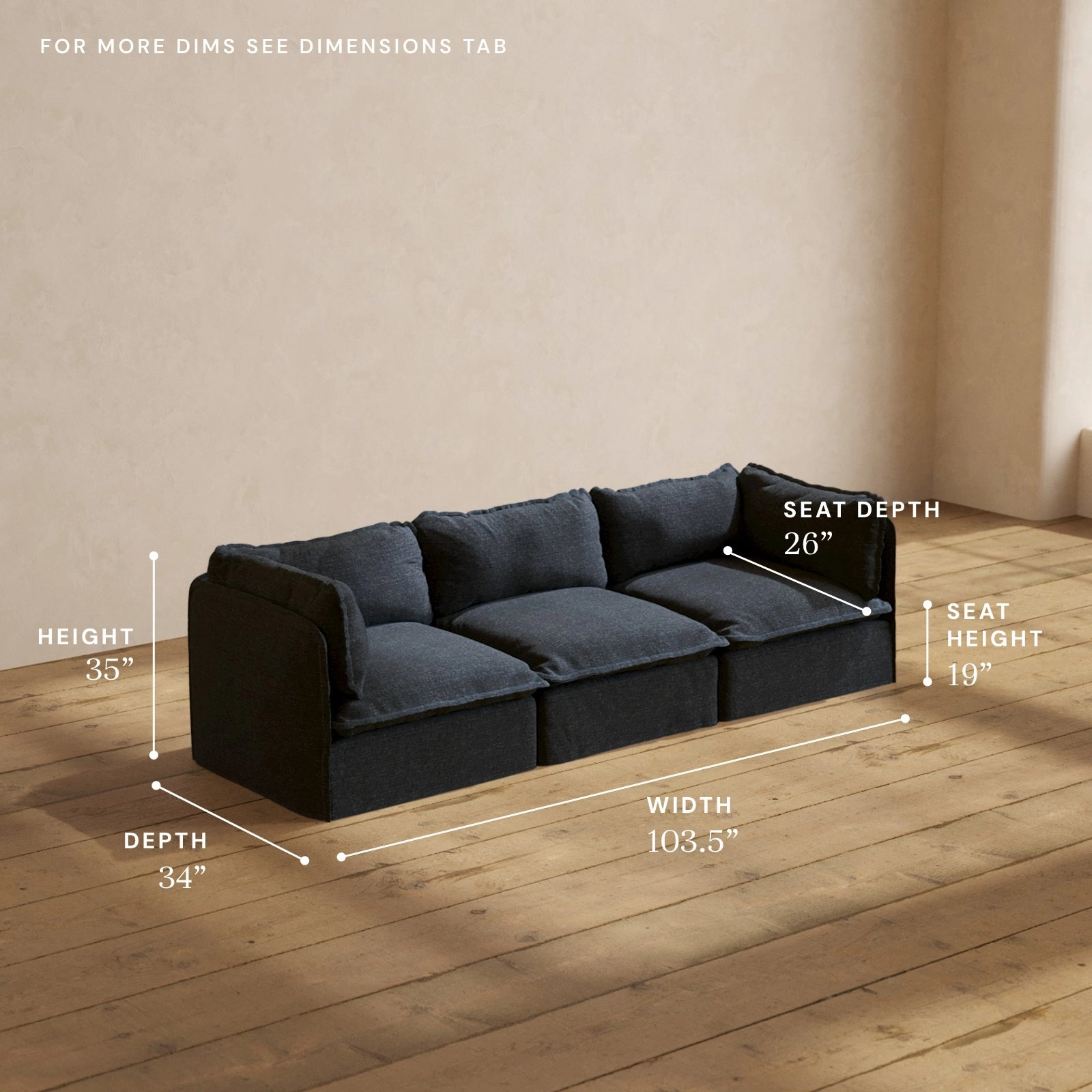 Modular Performance 3-Seater in Indigo | Deluxe Blend
