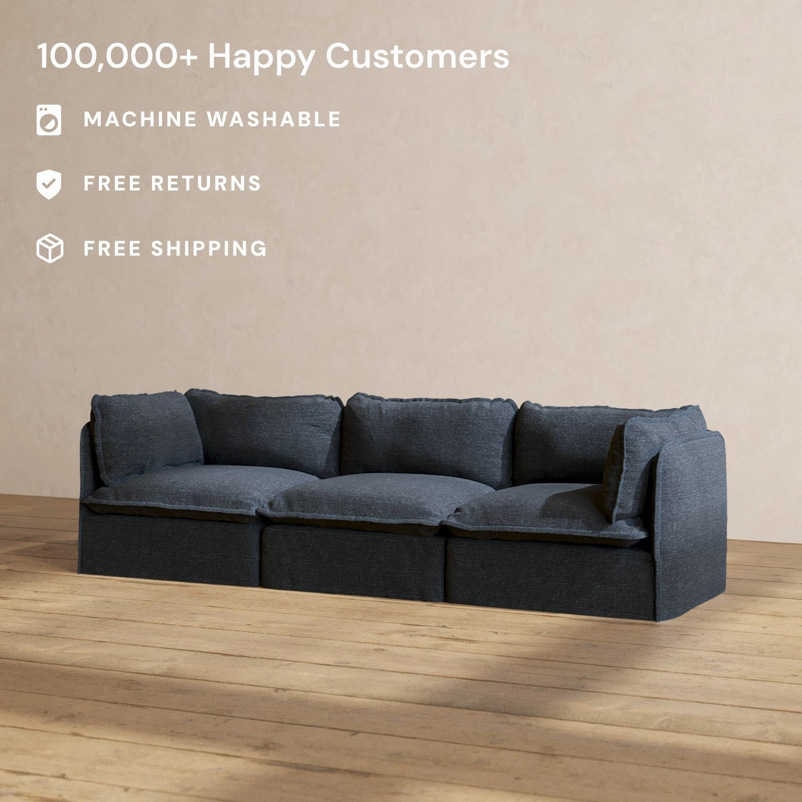 Modular Performance 3-Seater in Indigo | Deluxe Blend