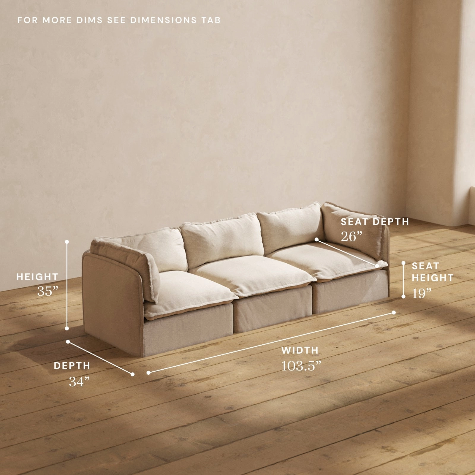 Modular Performance 3-Seater in Oat | Relaxed Blend