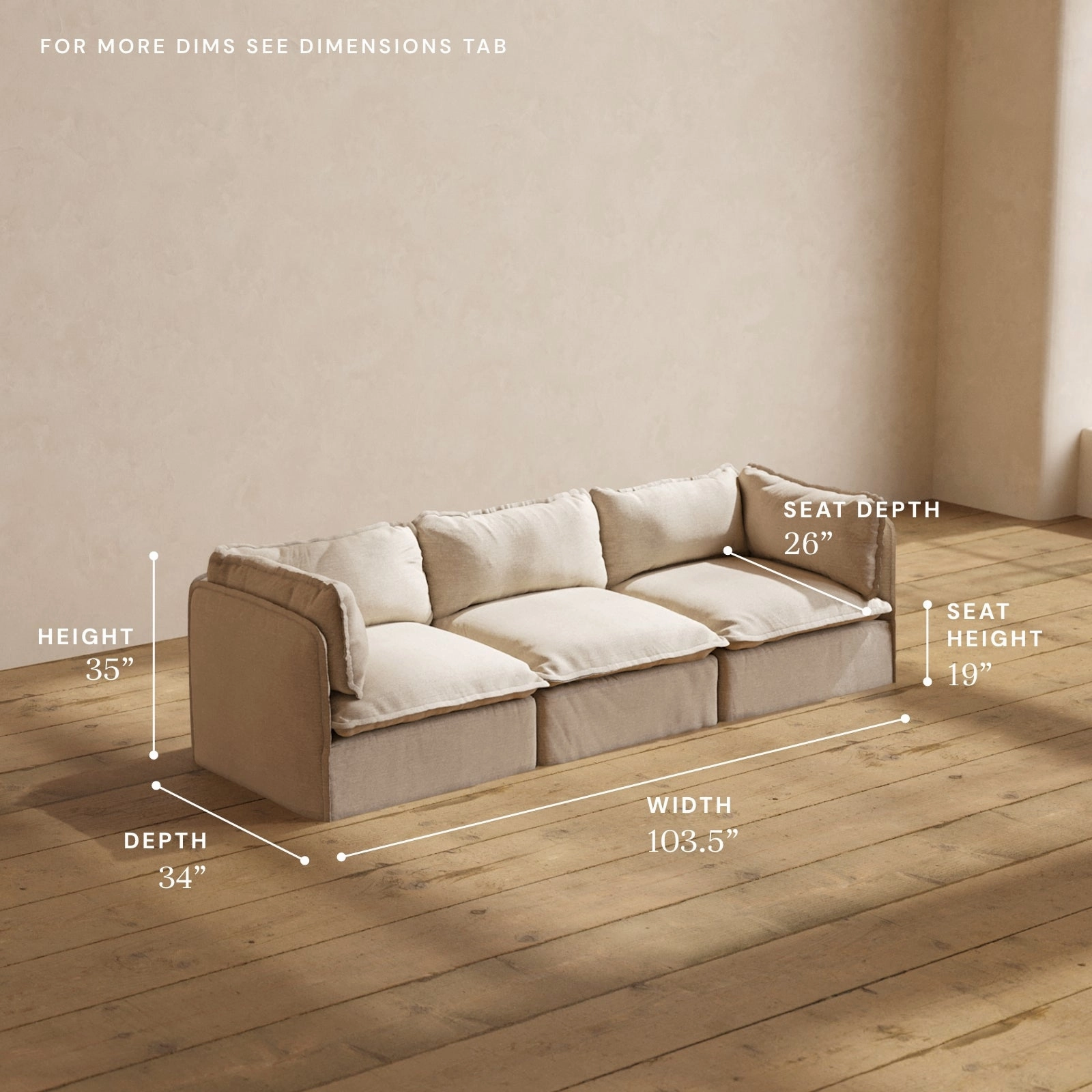Modular Performance 3-Seater in Oat | Relaxed Blend