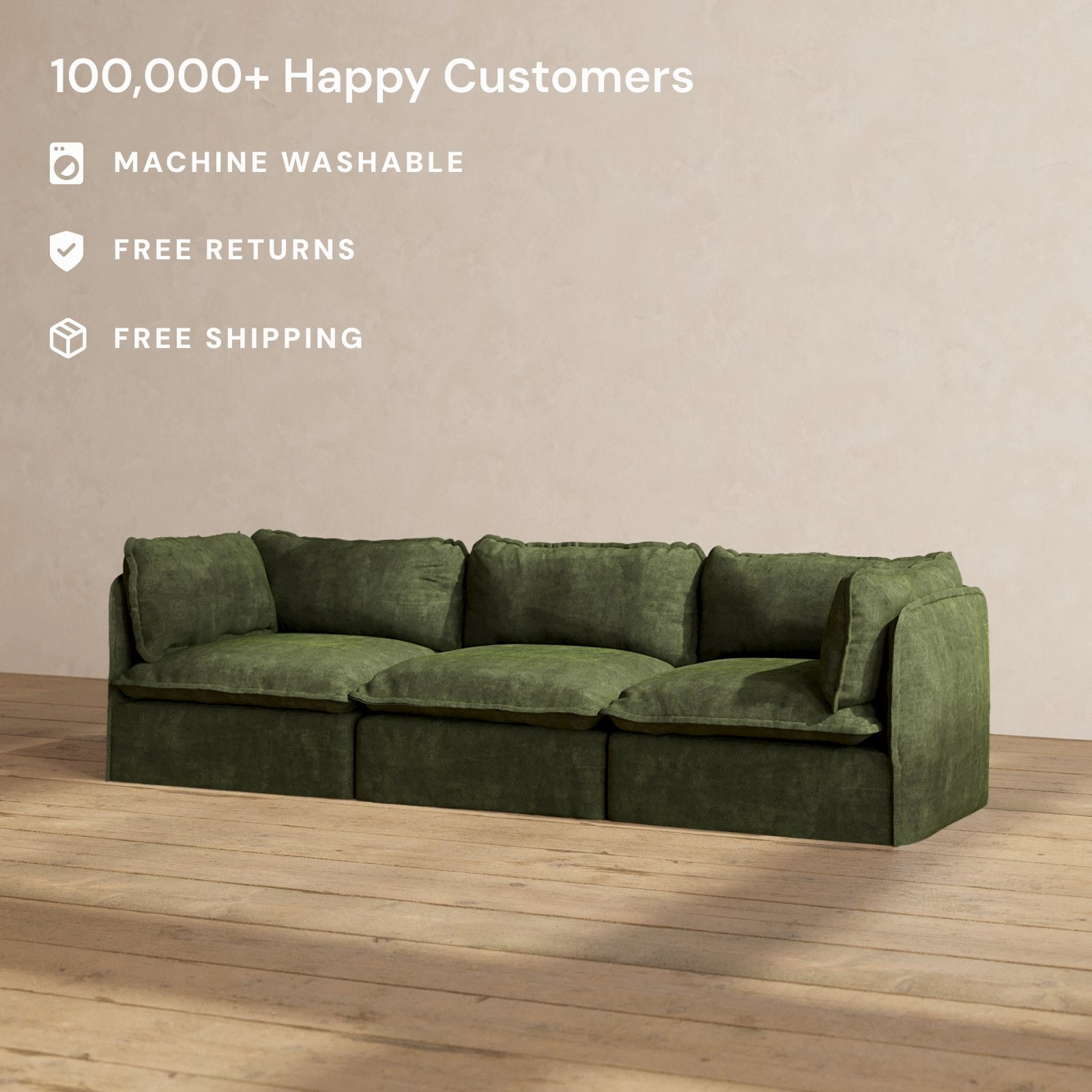 Modular Performance 3-Seater in Olive | Relaxed Blend