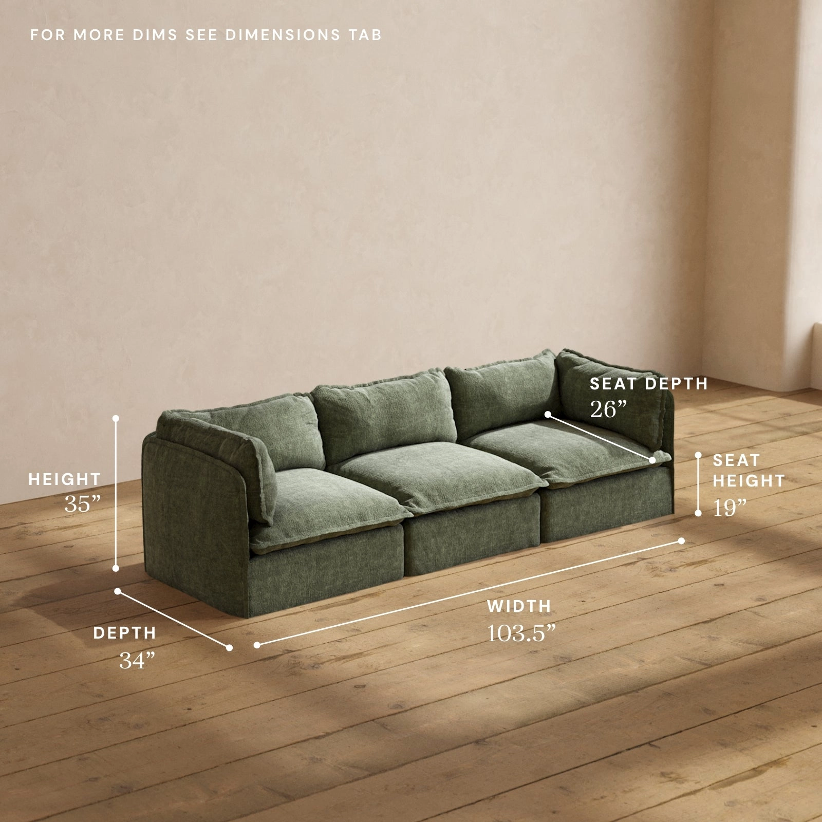Modular Performance 3-Seater in Willow | Deluxe Blend