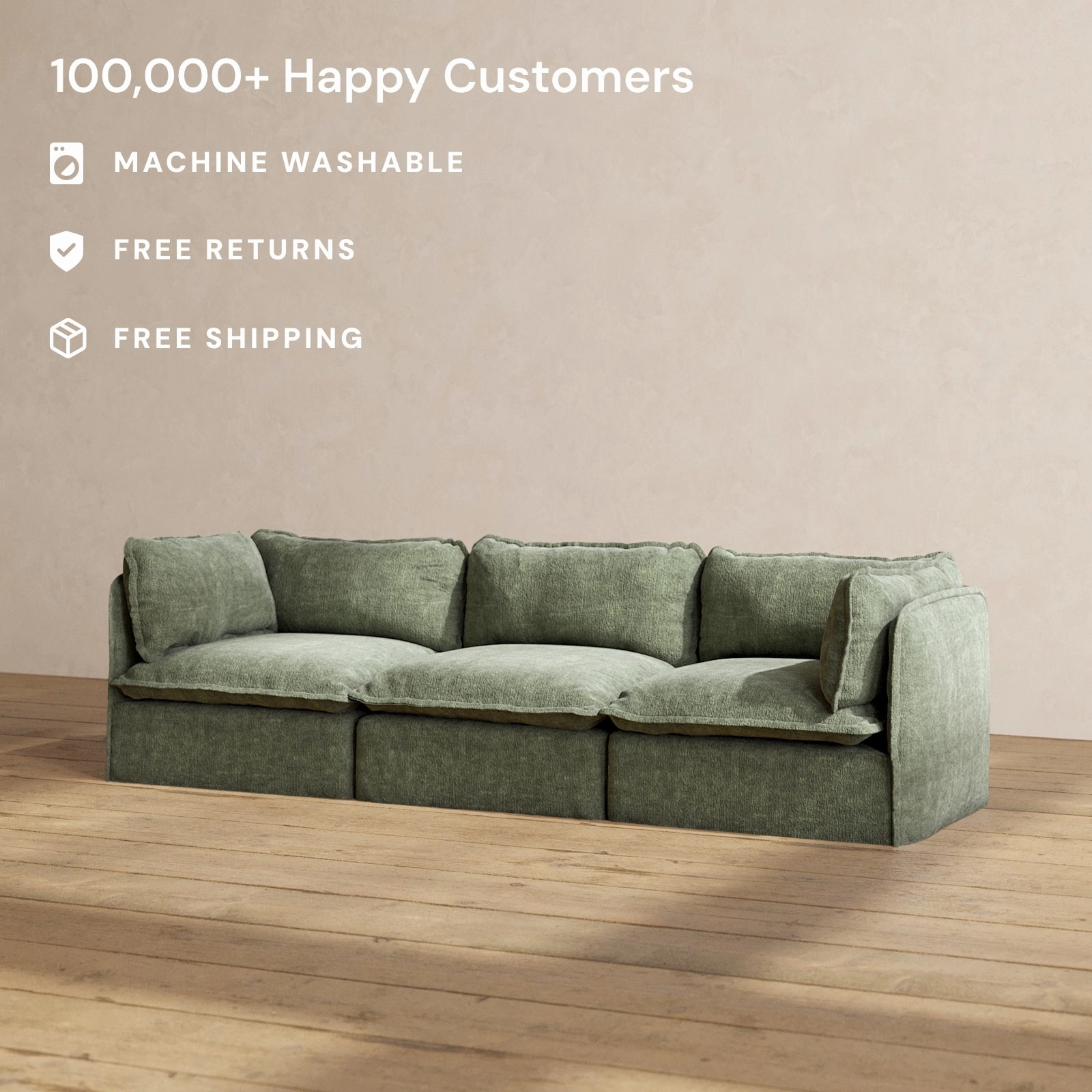 Modular Performance 3-Seater in Willow | Deluxe Blend