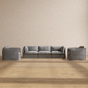 Modular Performance 3-Seater Sofa   Armchair Set in Ash | Relaxed Blend