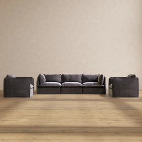 Modular Performance 3-Seater Sofa   Armchair Set in Cinder | Relaxed Blend