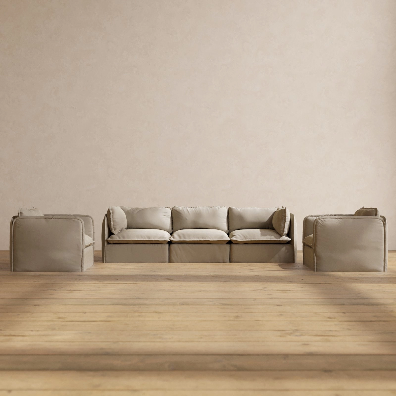 Modular Performance 3-Seater Sofa   Armchair Set in Dune | Relaxed Blend