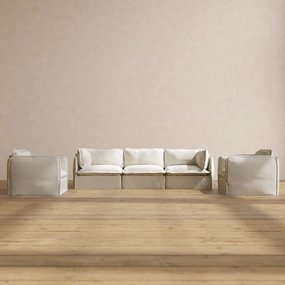 Modular Performance 3-Seater Sofa   Armchair Set in Eggshell | Relaxed Blend