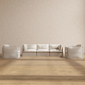 Modular Performance 3-Seater Sofa   Armchair Set in Flour | Relaxed Blend
