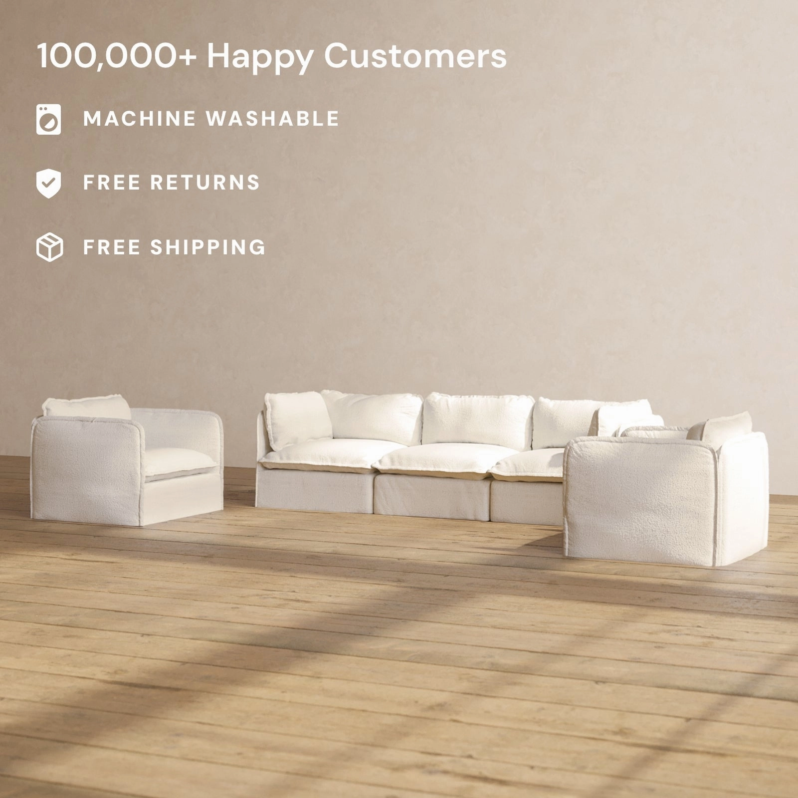 Modular Performance 3-Seater Sofa   Armchair Set in Mousse | Relaxed Blend