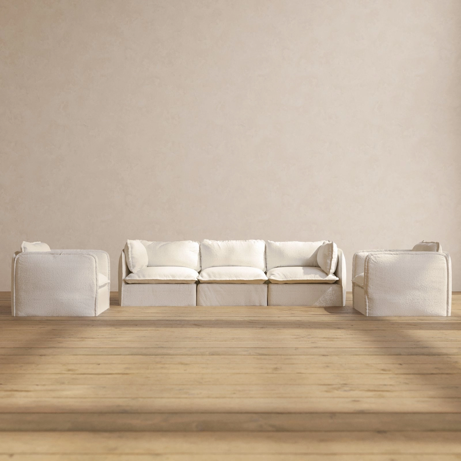 Modular Performance 3-Seater Sofa   Armchair Set in Mousse | Relaxed Blend