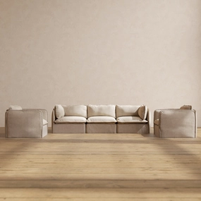 Modular Performance 3-Seater Sofa   Armchair Set in Oat | Relaxed Blend