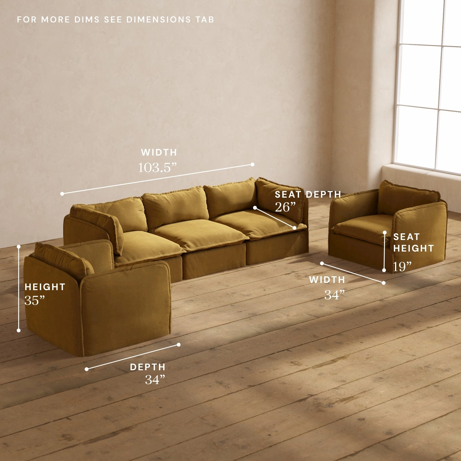 Modular Performance 3-Seater Sofa   Armchair Set in Toffee | Relaxed Blend