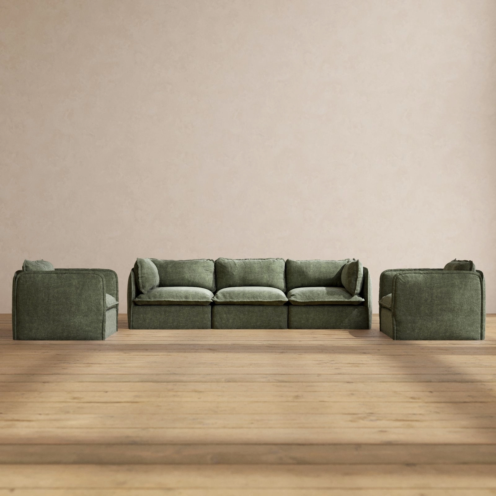 Modular Performance 3-Seater Sofa   Armchair Set in Willow | Relaxed Blend
