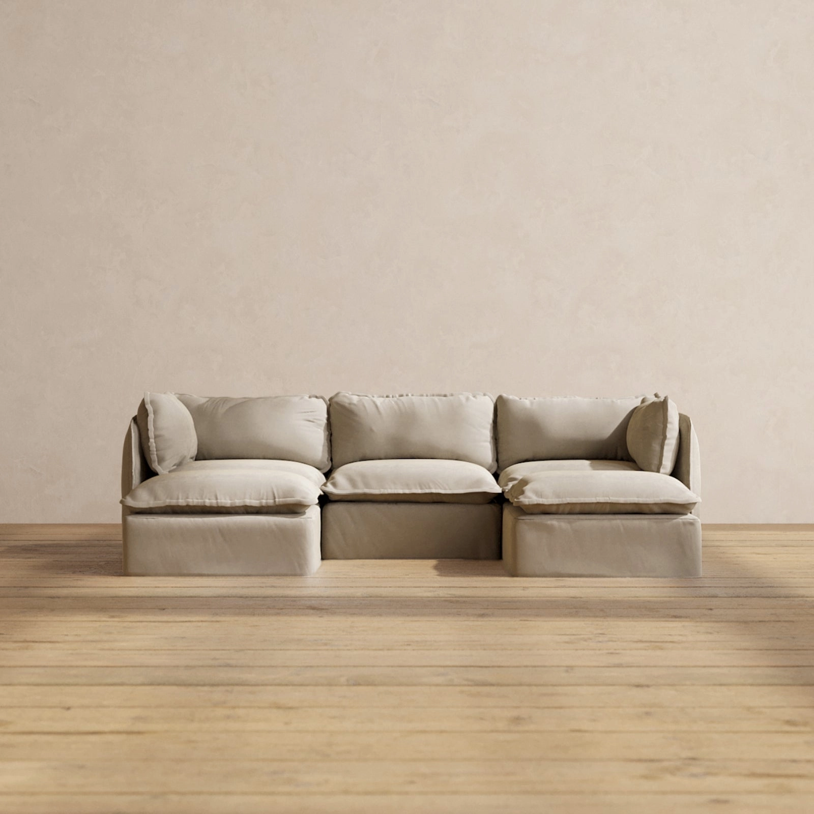 Modular Performance 3-Seater U-Sectional in Dune | Deluxe Blend