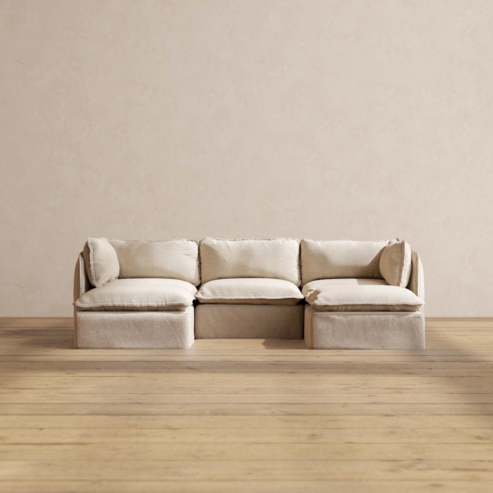 Modular Performance 3-Seater U-Sectional in Oat | Relaxed Blend