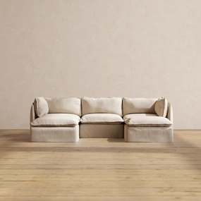 Modular Performance 3-Seater U-Sectional in Oat | Relaxed Blend