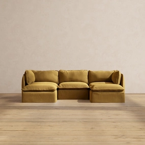 Modular Performance 3-Seater U-Sectional in Toffee | Deluxe Blend