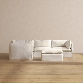 Modular Performance 4-Seater Corner Sectional   Ottoman in Mousse | Relaxed Blend