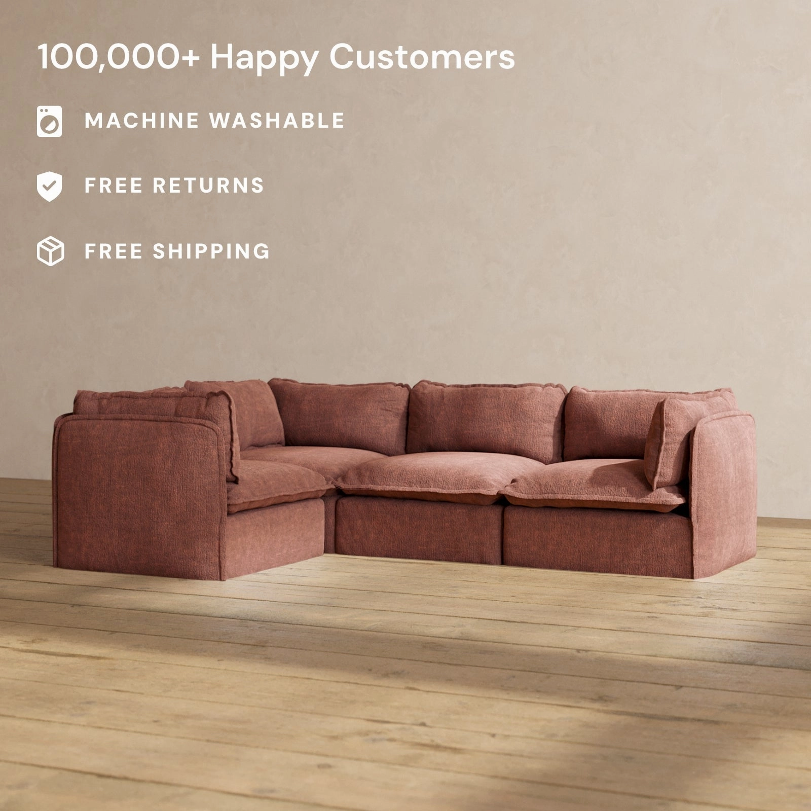 Modular Performance 4-Seater Corner Sectional in Chestnut | Deluxe Blend
